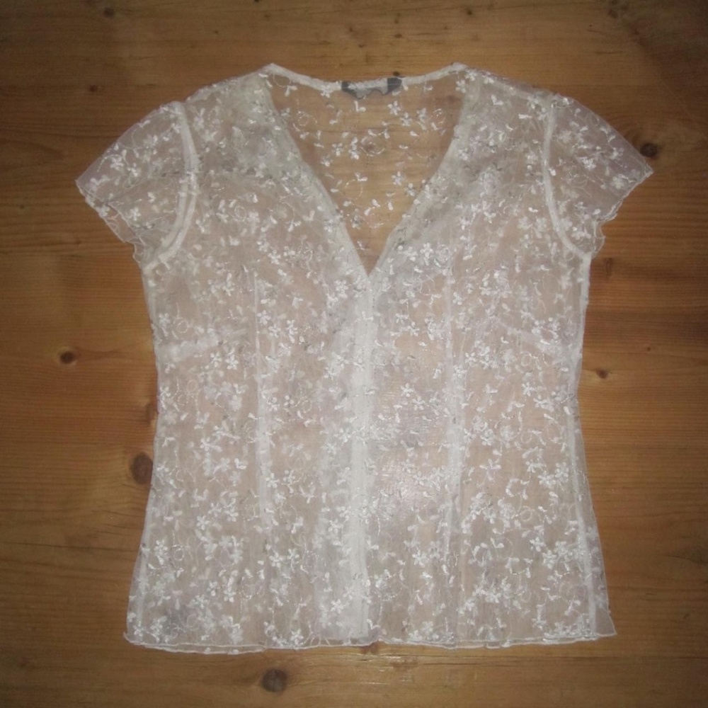 90s vintage Lacey blouse sheer button up